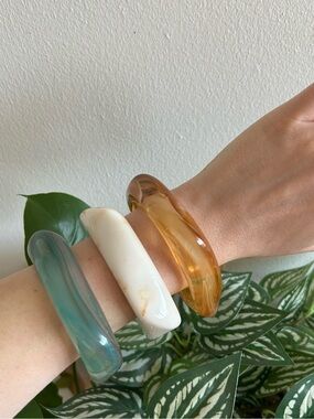 Resin Bangle Bracelet Trio